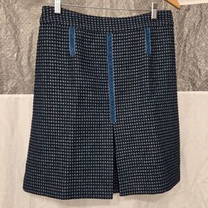 Marc Jacobs Metallic Wool Tweed Skirt, Blue/Gold/Cream, Size 8, NWT